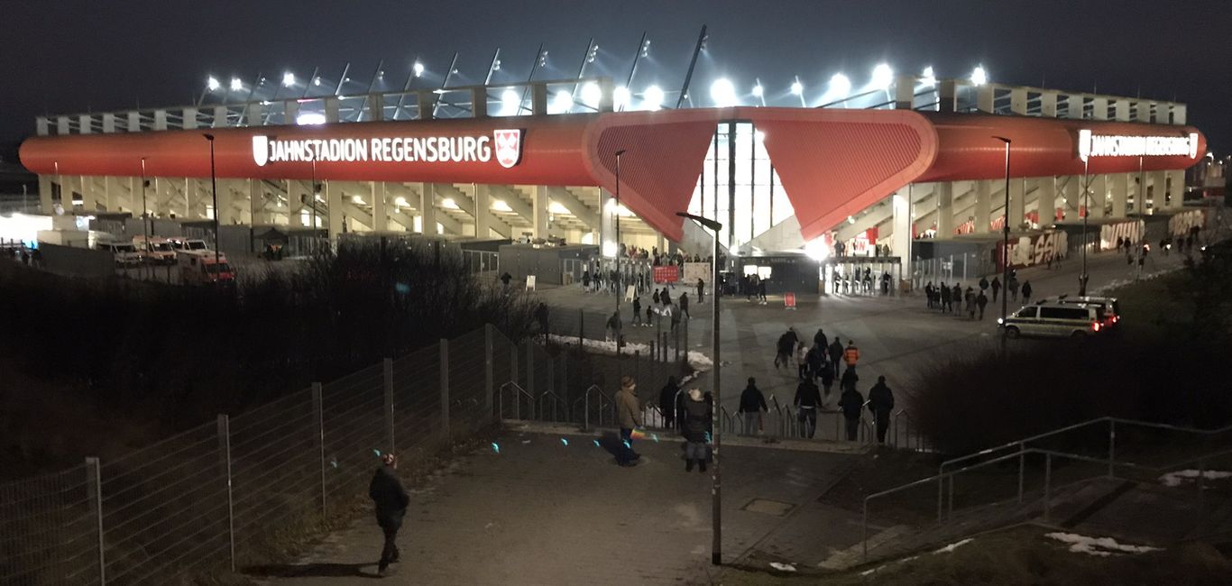 Jahnstadion from top of outside steps at night