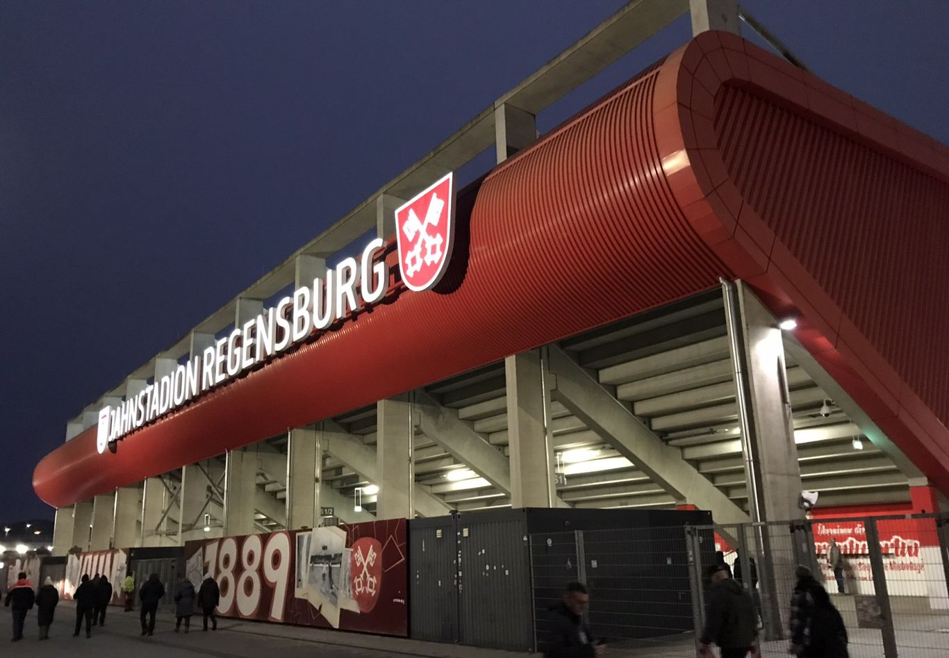 Jahnstadion back of home end at night
