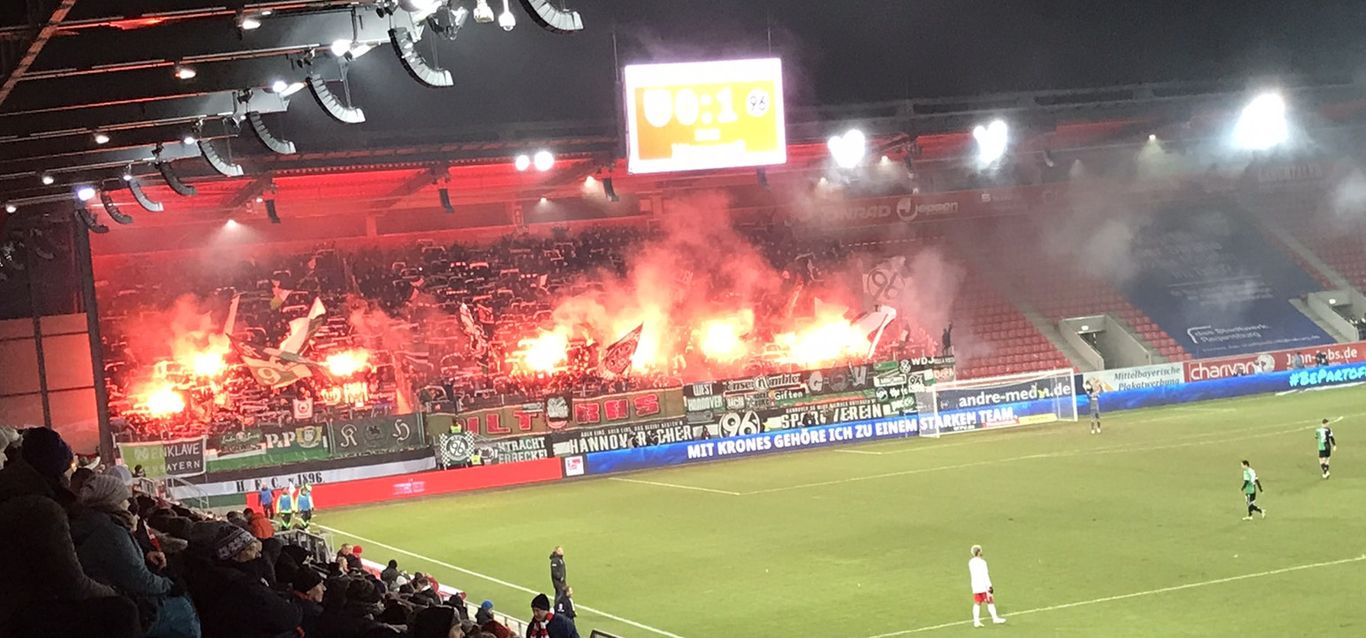 Jahnstadion away end pyro